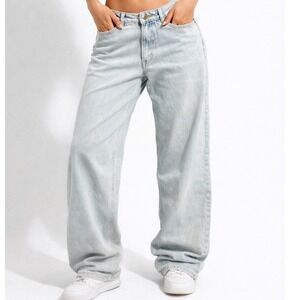 NWT Thrills Billie Low Jean Dirty Fade Light Wash Wide Leg Organic Cotton